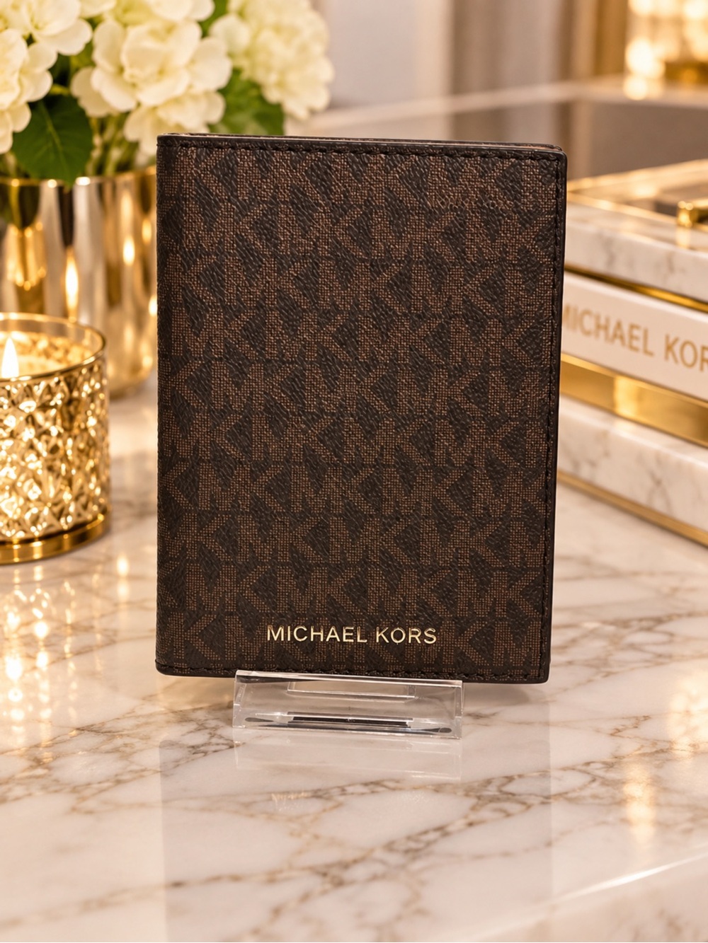 Michael Kors  Brown Logo Passport Cover